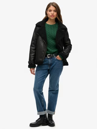 Slouchy Cable Knit Jumper, Dark Green