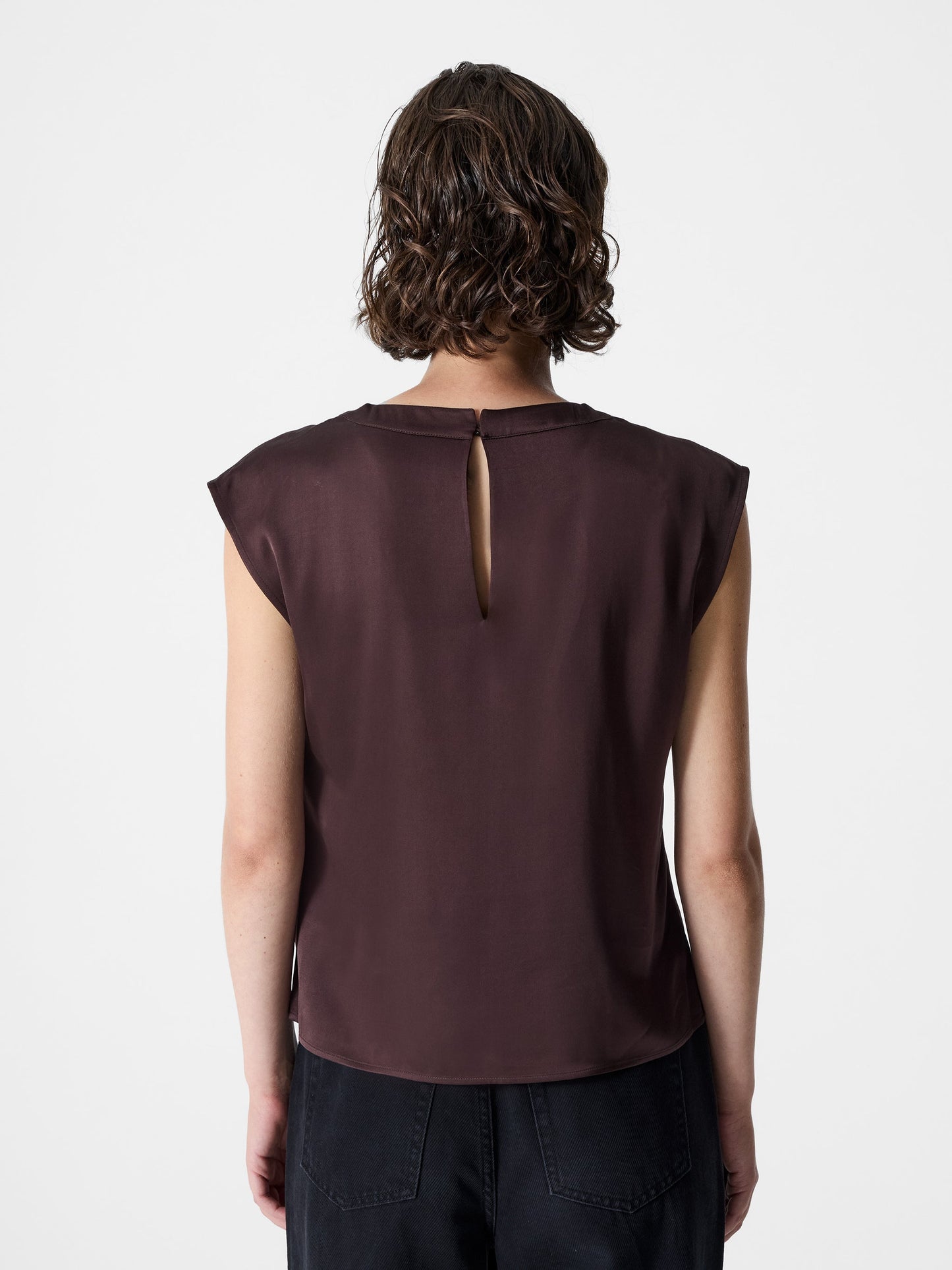 Satin Pleated Sleeveless Blouse