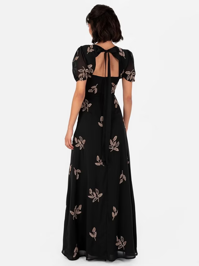 Beaded Floral Maxi Dress