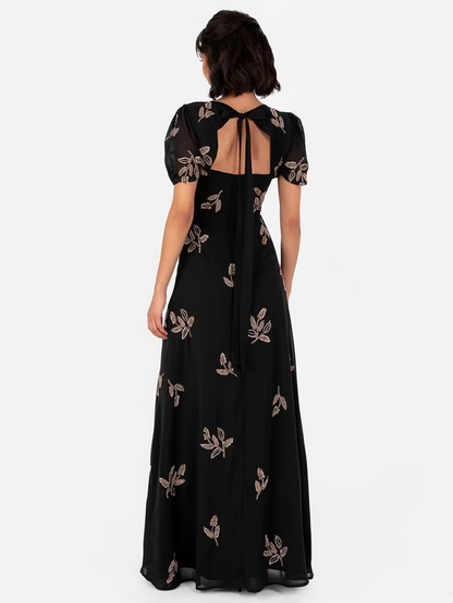 Beaded Floral Maxi Dress