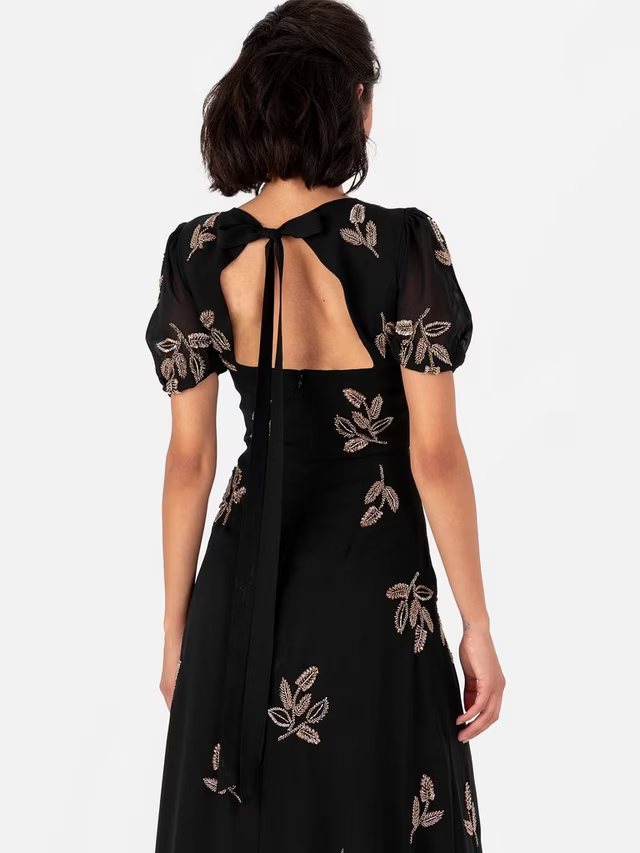 Beaded Floral Maxi Dress