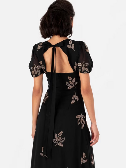 Beaded Floral Maxi Dress
