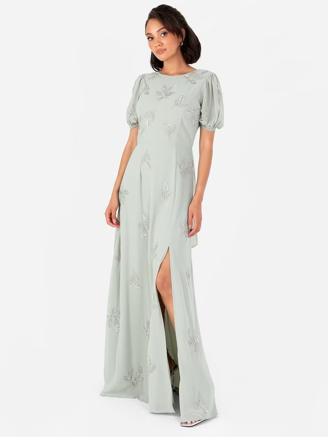 Beaded Floral Maxi Dress