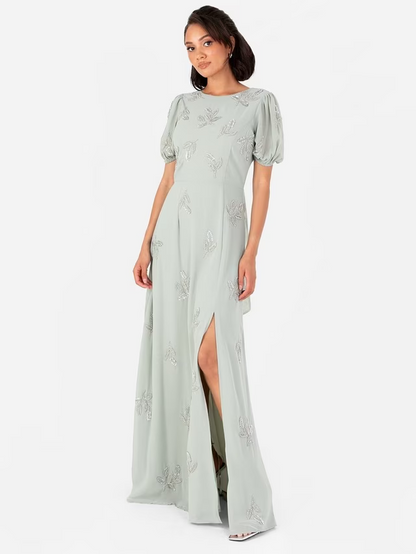 Beaded Floral Maxi Dress