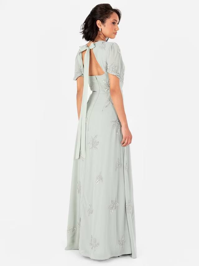 Beaded Floral Maxi Dress