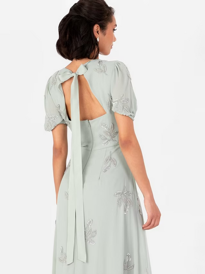 Beaded Floral Maxi Dress