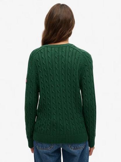 Slouchy Cable Knit Jumper, Dark Green