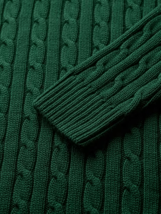 Slouchy Cable Knit Jumper, Dark Green