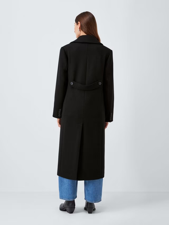 Double Breasted Wool Blend Coat, Burgundy