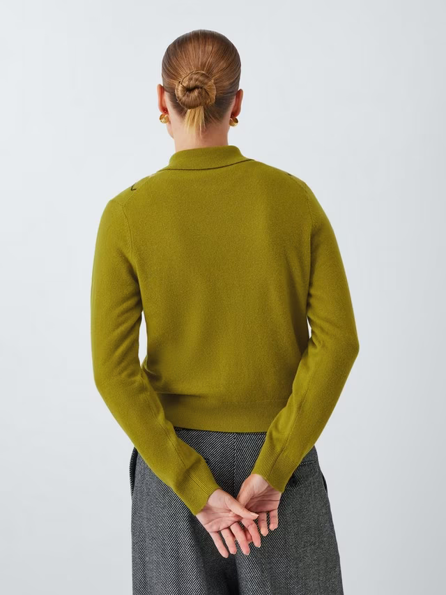 Merino Wool Blend Collared Argyle Cardigan