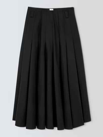 Pleat Cotton Blend Maxi Skirt