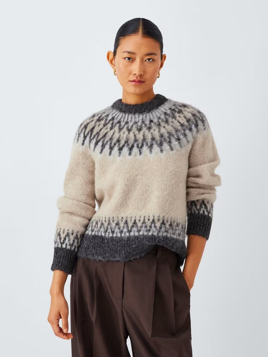 Alpaca Wool Blend Fair Isle Knit Jumper