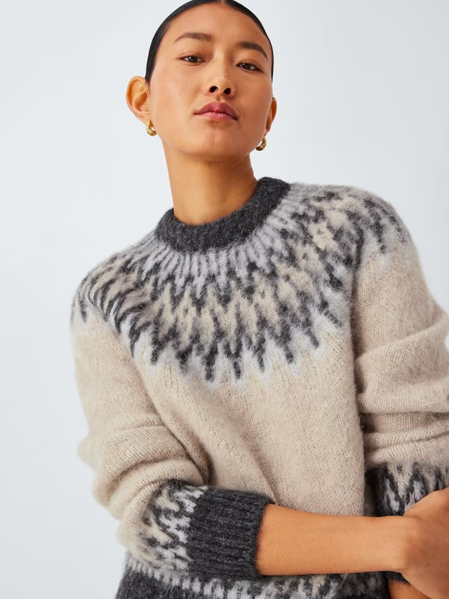 Alpaca Wool Blend Fair Isle Knit Jumper