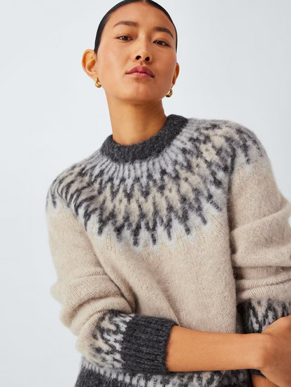 Alpaca Wool Blend Fair Isle Knit Jumper