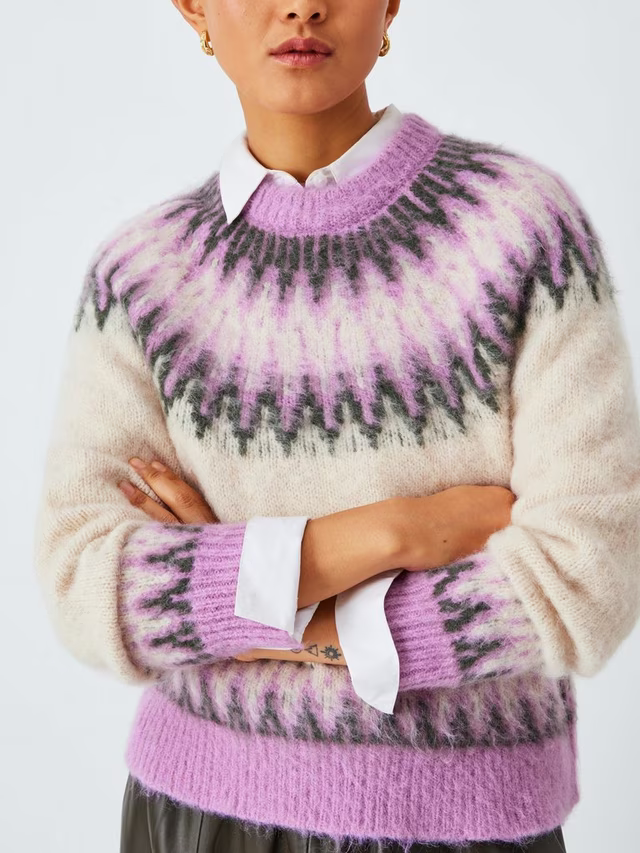 Alpaca Wool Blend Fair Isle Knit Jumper