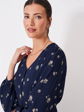 Lola Floral Tie Back Top, Navy Blue