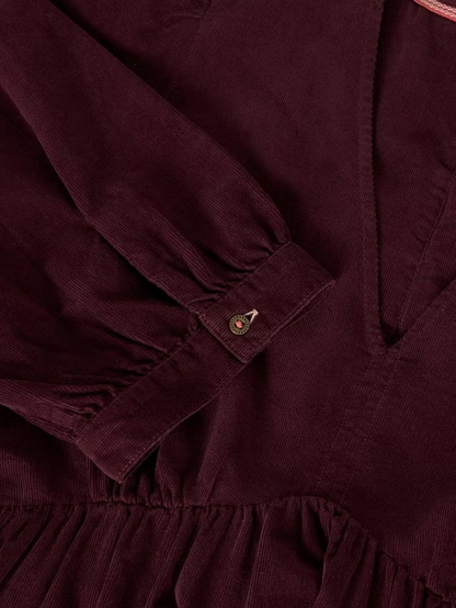 Lucy Corduroy Midi Dress, Dark Plum