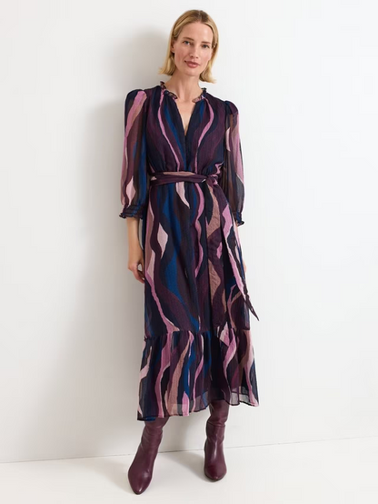 Carra Swirl Midi Dress, Black/Multi