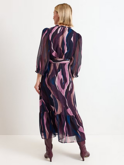 Carra Swirl Midi Dress, Black/Multi