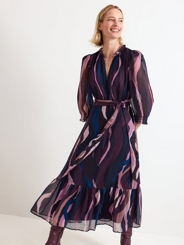 Carra Swirl Midi Dress, Black/Multi
