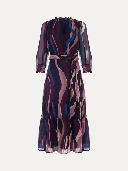 Carra Swirl Midi Dress, Black/Multi