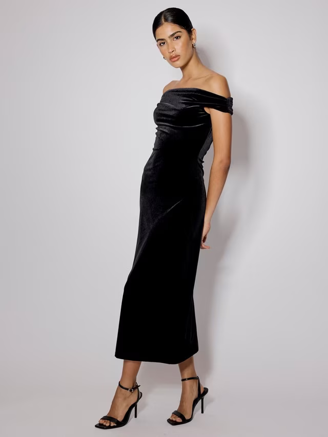 Pippa Velvet Maxi Dress, Black