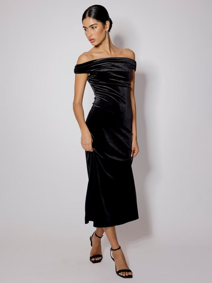 Pippa Velvet Maxi Dress, Black