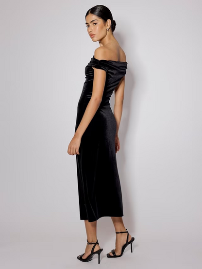 Pippa Velvet Maxi Dress, Black