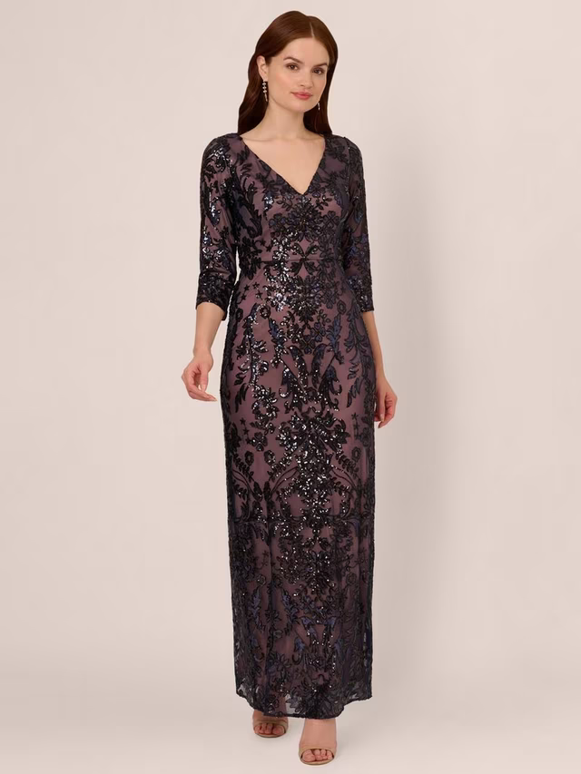 Studio Beaded Maxi Dress, NavyRose Gold