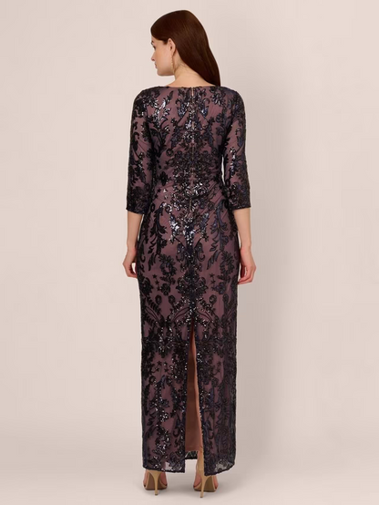 Studio Beaded Maxi Dress, NavyRose Gold