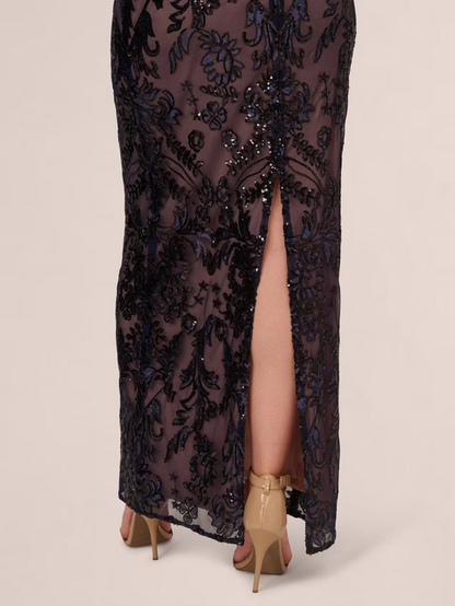 Studio Beaded Maxi Dress, NavyRose Gold