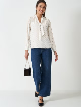 Geo Print Long Sleeve V Neck Blouse