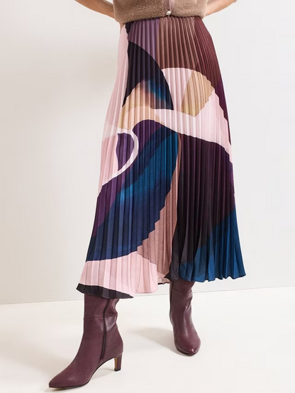 Petite Elmina Abstract Pleated Skirt, Purple
