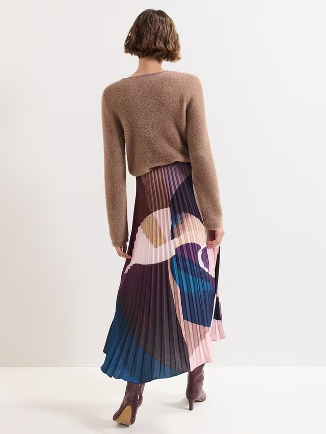 Petite Elmina Abstract Pleated Skirt, Purple