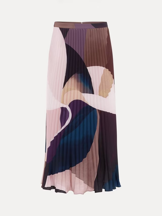 Petite Elmina Abstract Pleated Skirt, Purple