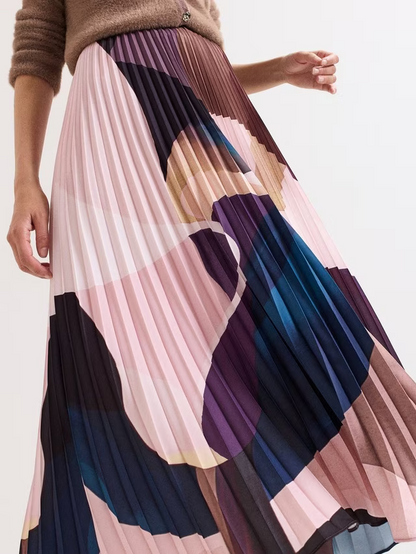 Petite Elmina Abstract Pleated Skirt, Purple