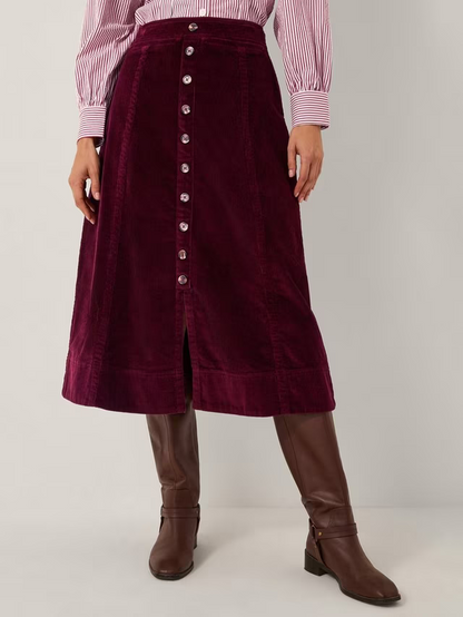 Jamie Button Corduroy Mini Skirt, Burgundy