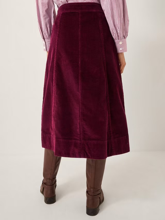 Jamie Button Corduroy Mini Skirt, Burgundy
