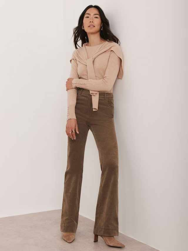 Flared Corduroy Trousers, Brown Multi Brown