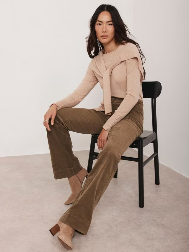 Flared Corduroy Trousers, Brown Multi Brown