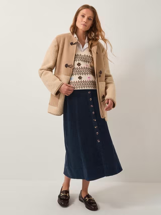 Jamie Button Corduroy Mini Skirt, Burgundy