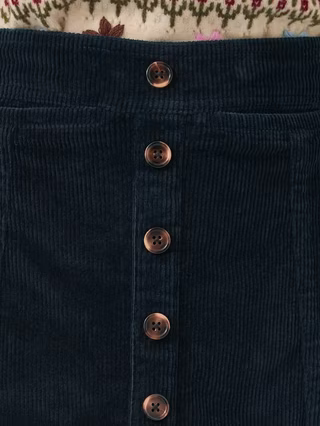 Jamie Button Corduroy Mini Skirt, Burgundy