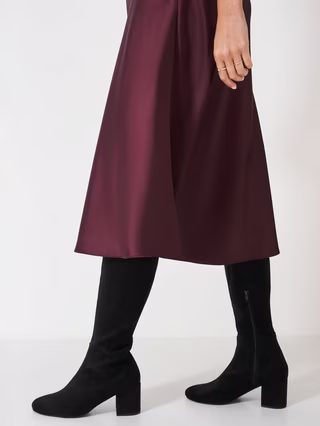 Satin Midi Slip Skirt Burgundy