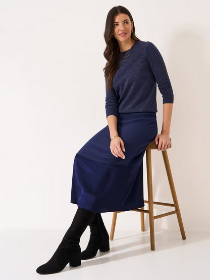 Rena A-Line Satin Midi Skirt
