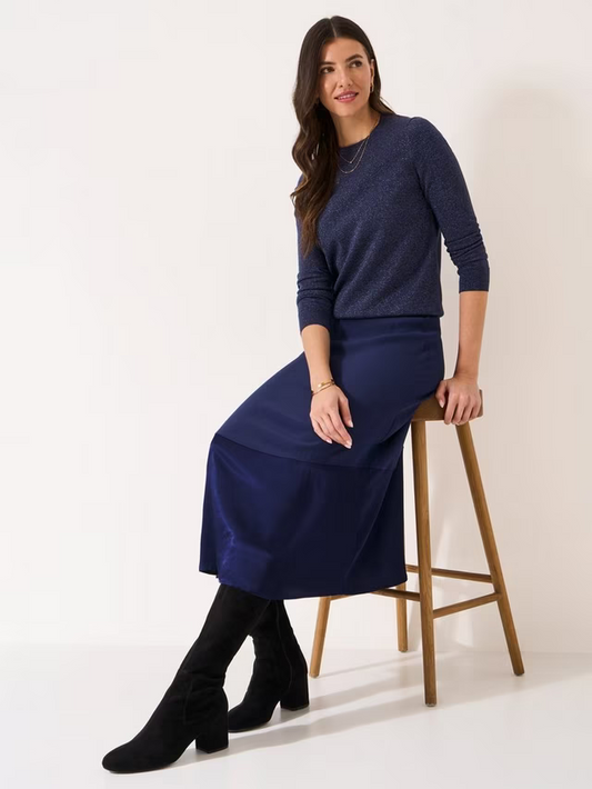 Rena A-Line Satin Midi Skirt