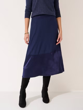Rena A-Line Satin Midi Skirt