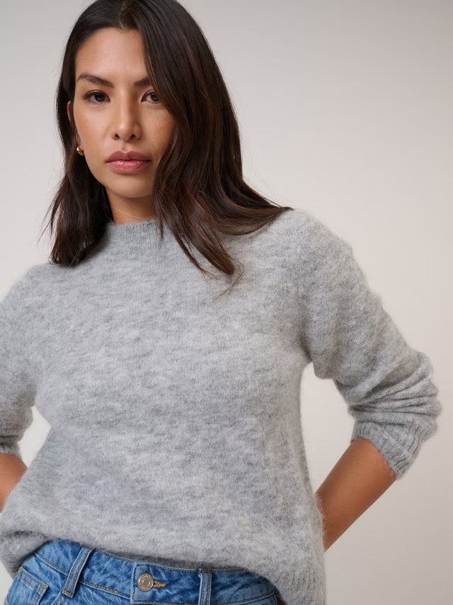 Mock Neck Jumper with Alpaca & Wool