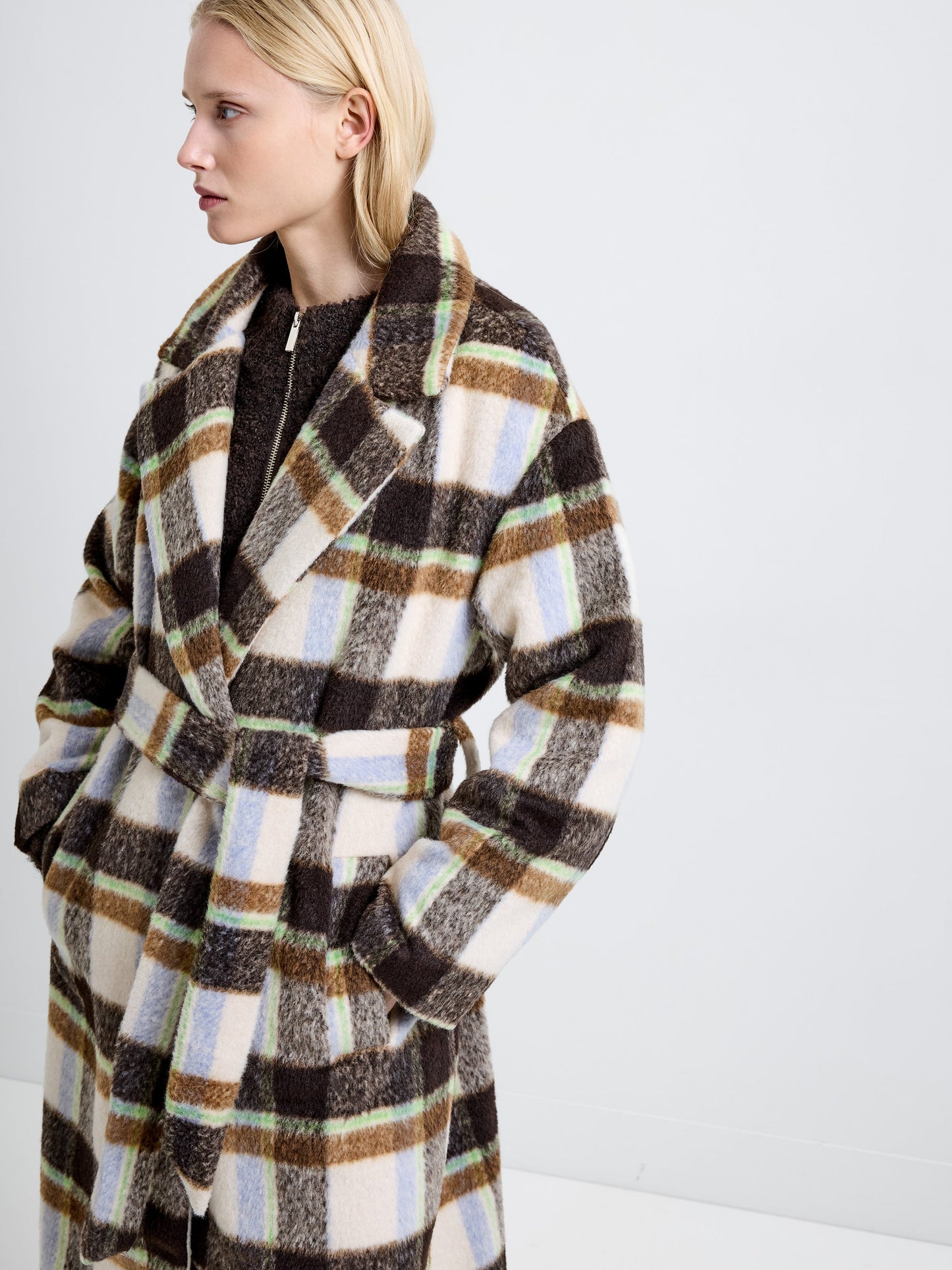 Check Belted Coat