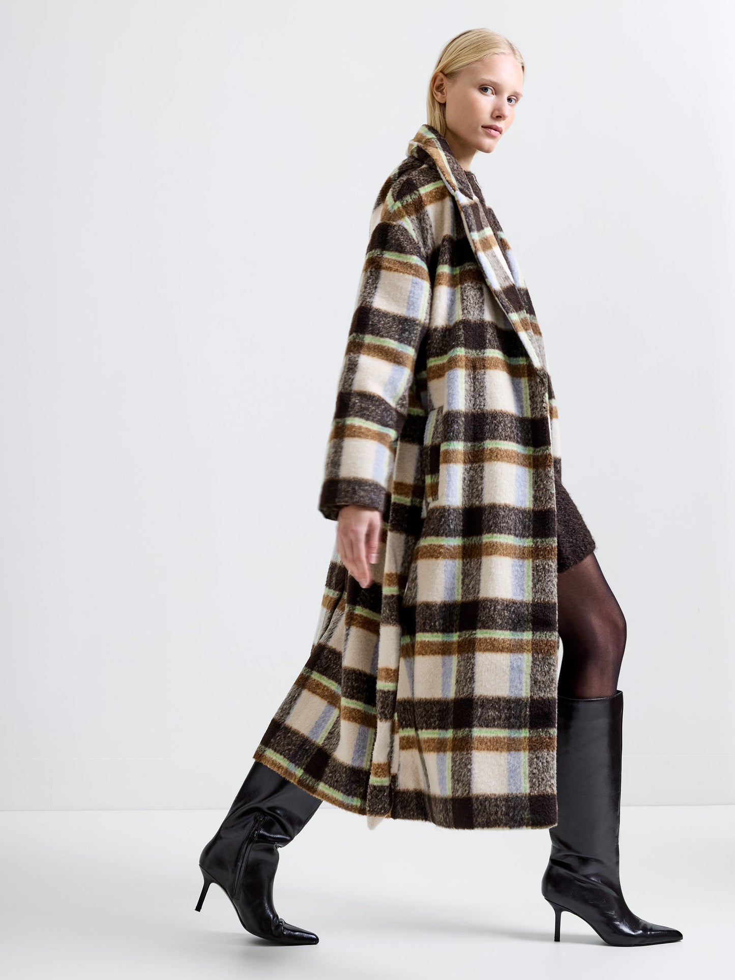 Check Belted Coat