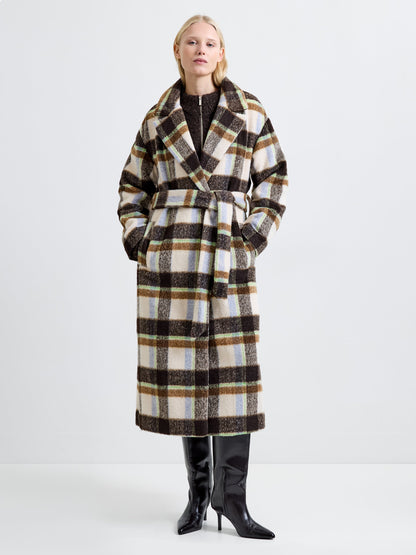 Check Belted Coat